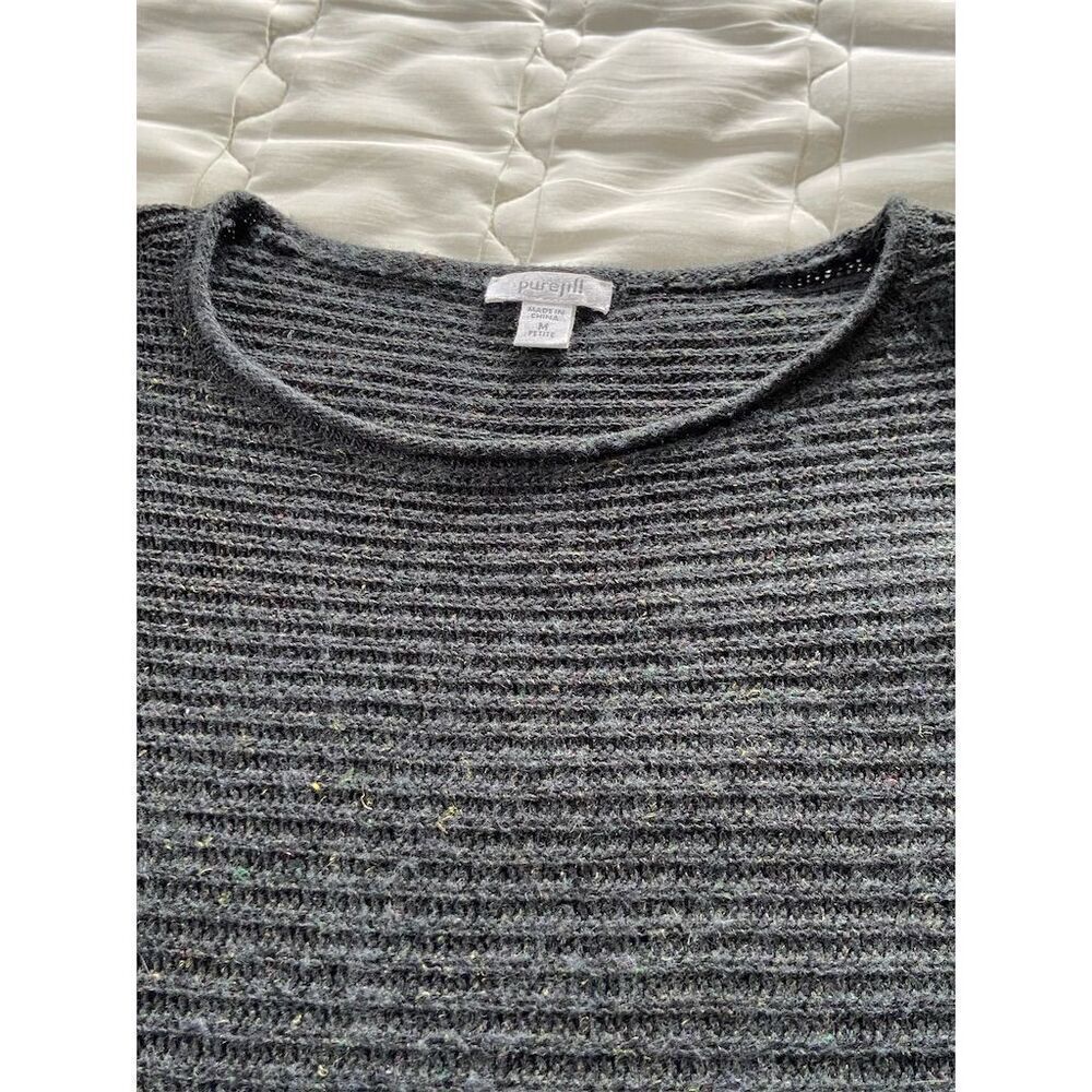 Pure Jill By J. Jill Boxy Wool Blend Oversized Pullover Sweater Lagenlook Gray - Picture 7 of 14